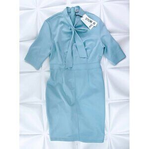 NWT Misslook Sz 4XL Blue Tie Mock Neck Sheath Dress NEW